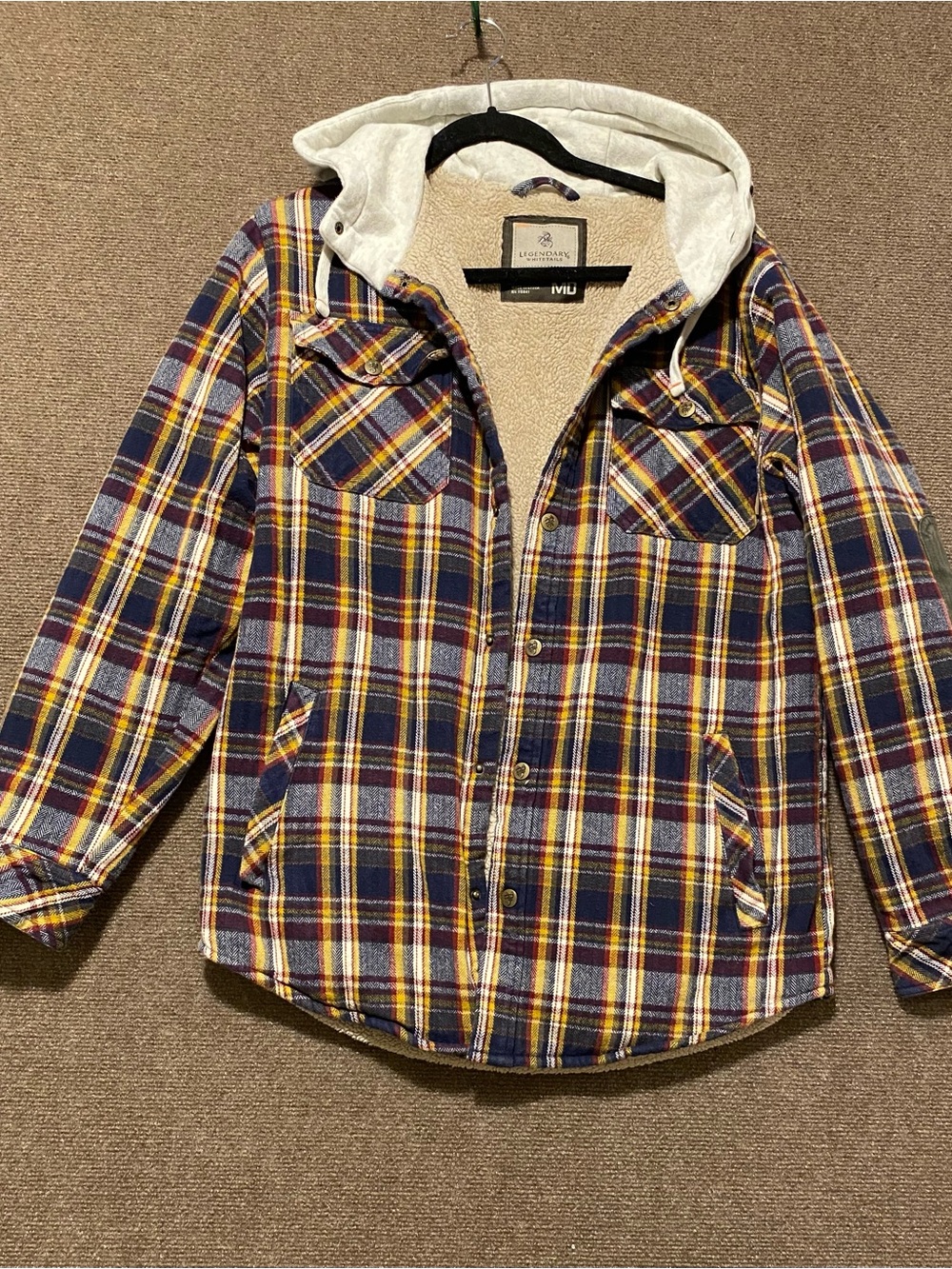 Legendary Whitetails Hooded Plaid Flannel Shirt Jacket Fleece Lined MD
